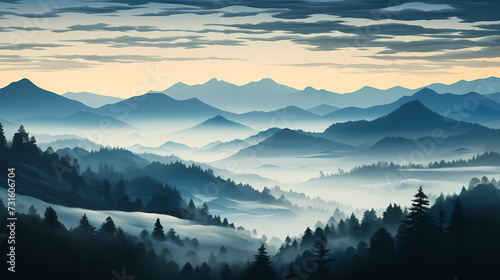 Stunning mountains, panoramic peaks PPT background