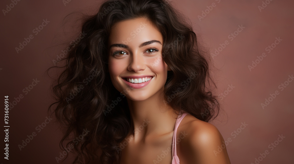 closeup portrait of young happy woman looking in camera closeup portrait of young happy woman looking in camera