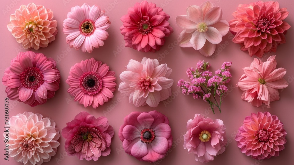 A Bunch of Pink Flowers on a Pink Background