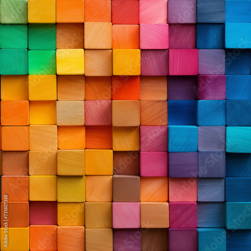 Rainbow colors wooden blocks