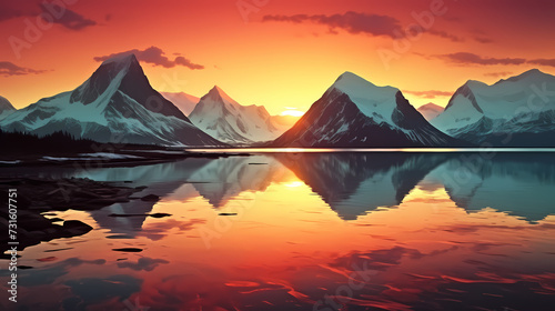 Stunning mountains, panoramic peaks PPT background