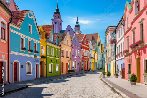 Colorful renaissance house facades