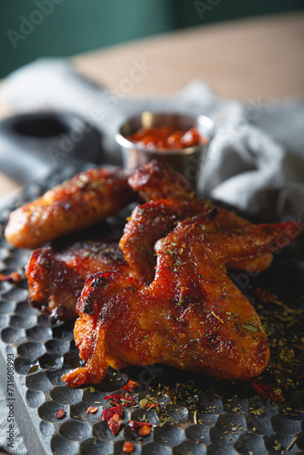 BBQ chicken wings with sauce