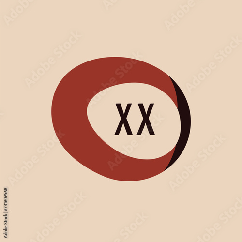 Coffee brewing masterclasses filled colorful initial logo idea. Educational courses for baristas. Coffee shop. Letters inside geometrical oval shape. Graphic design. Created using neural network