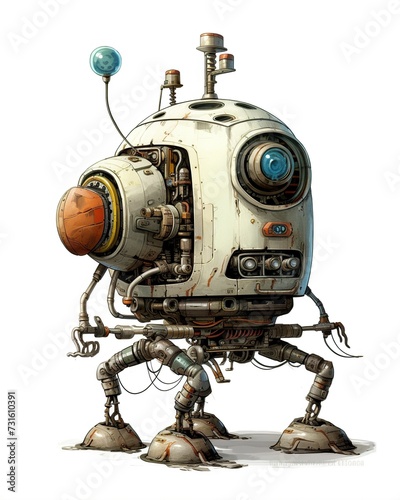 Machinarium robot, a blend of fantasy design and intricate illustration.