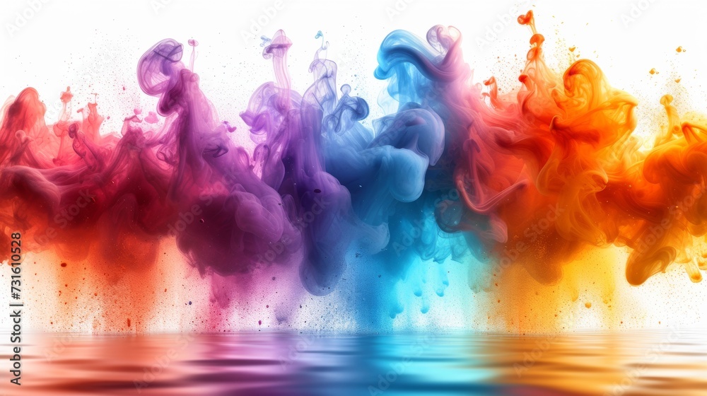 Colorful Smokes Floating in Water