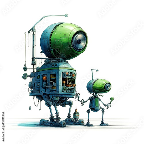 Machinarium robot, a blend of fantasy design and intricate illustration. photo