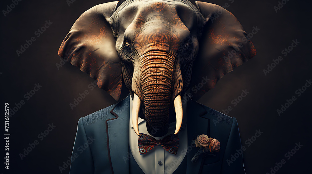 Portrait of a handsome fashionable elephant.