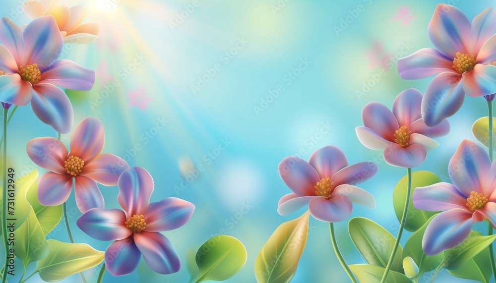 Obraz premium Gradient spring floral background. with empty space in the middle