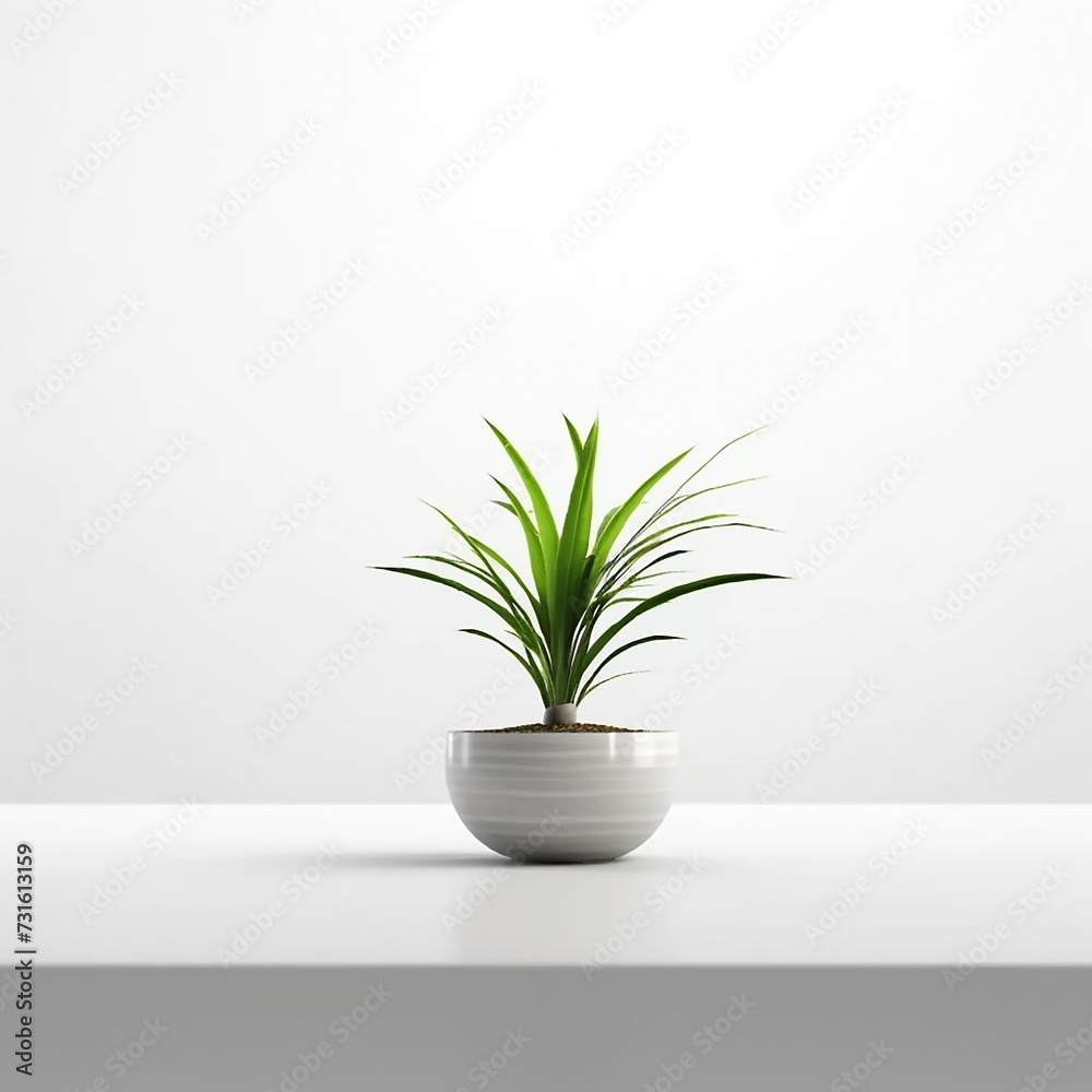 Small decorative interior greenery indoor plant on a white ceramic pot in white background Small decorative interior greenery indoor plant on a white ceramic pot in white background