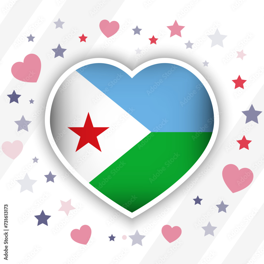 Creative Djibouti Flag Heart Icon Creative Djibouti Flag Heart Icon