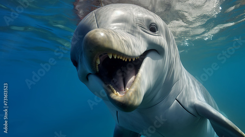 Close-up selfie portrait of a peculiar dolphin © Dennis
