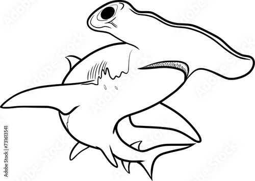 hammerhead shark outline vector illustration