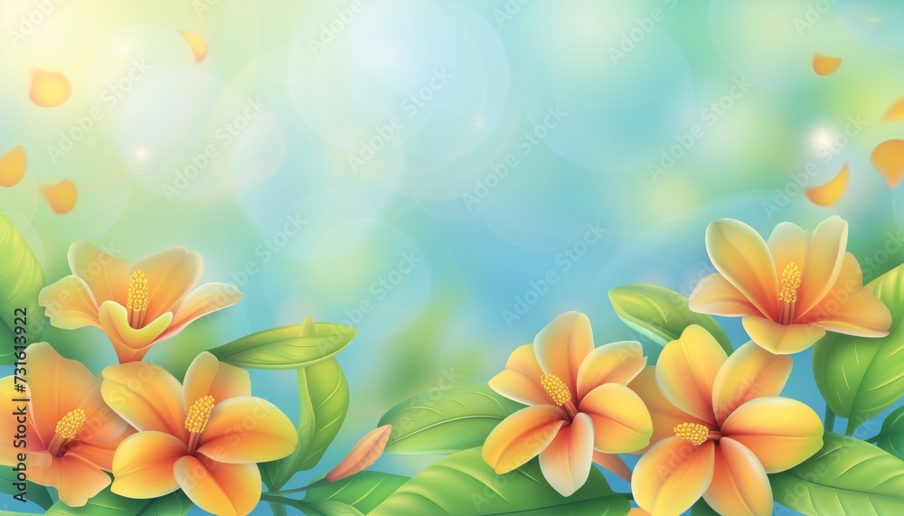 Fototapeta premium Gradient spring floral background. with empty space in the middle