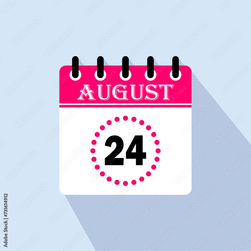 Icon calendar day - 24 August. 24 days of the month, vector illustration. Icon calendar day - 24 August. 24 days of the month, vector illustration.