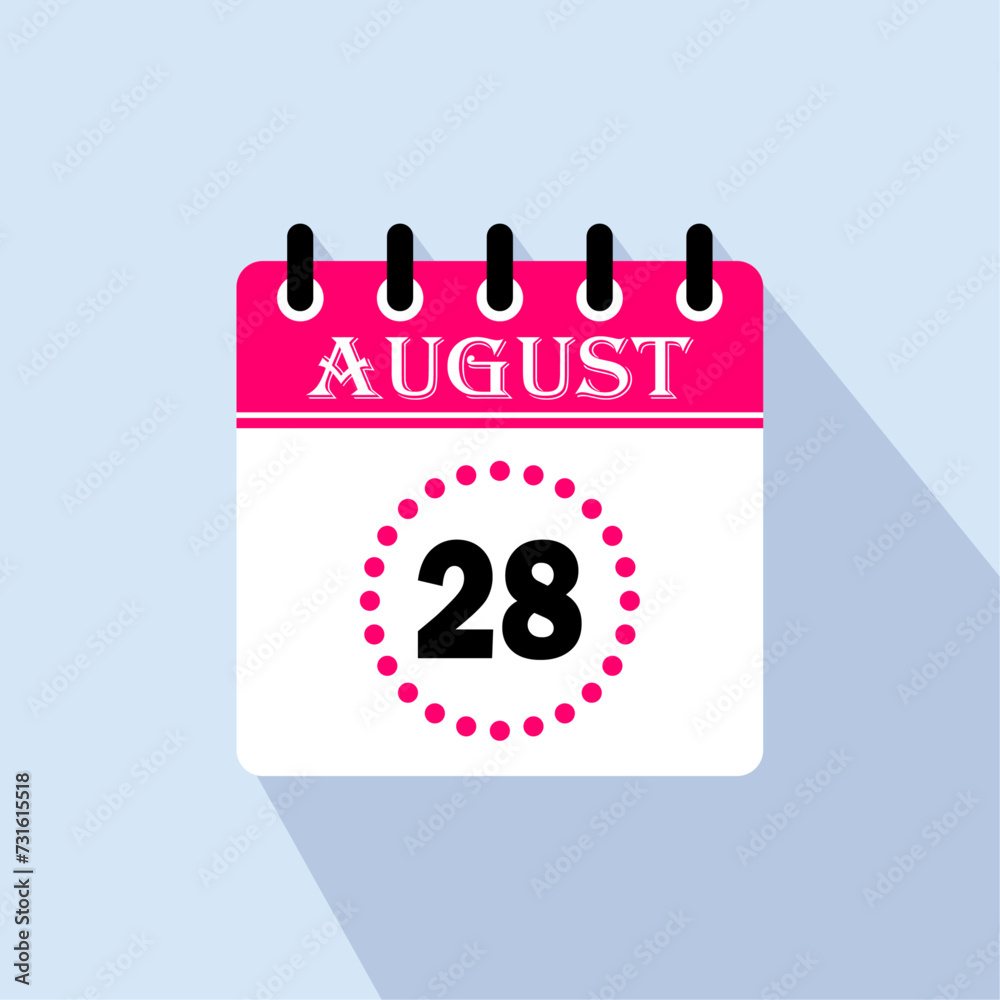 Icon calendar day - 28 August. 28 days of the month, vector illustration. Icon calendar day - 28 August. 28 days of the month, vector illustration.