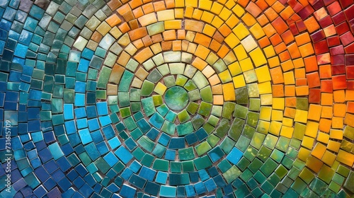 An abstract design featuring a colorful mosaic of vibrant hues creating a textured pattern that exudes an energetic