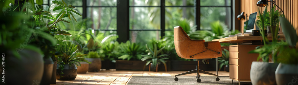 Modern office workstation desk in green workspaces Modern office workstation desk in green workspaces