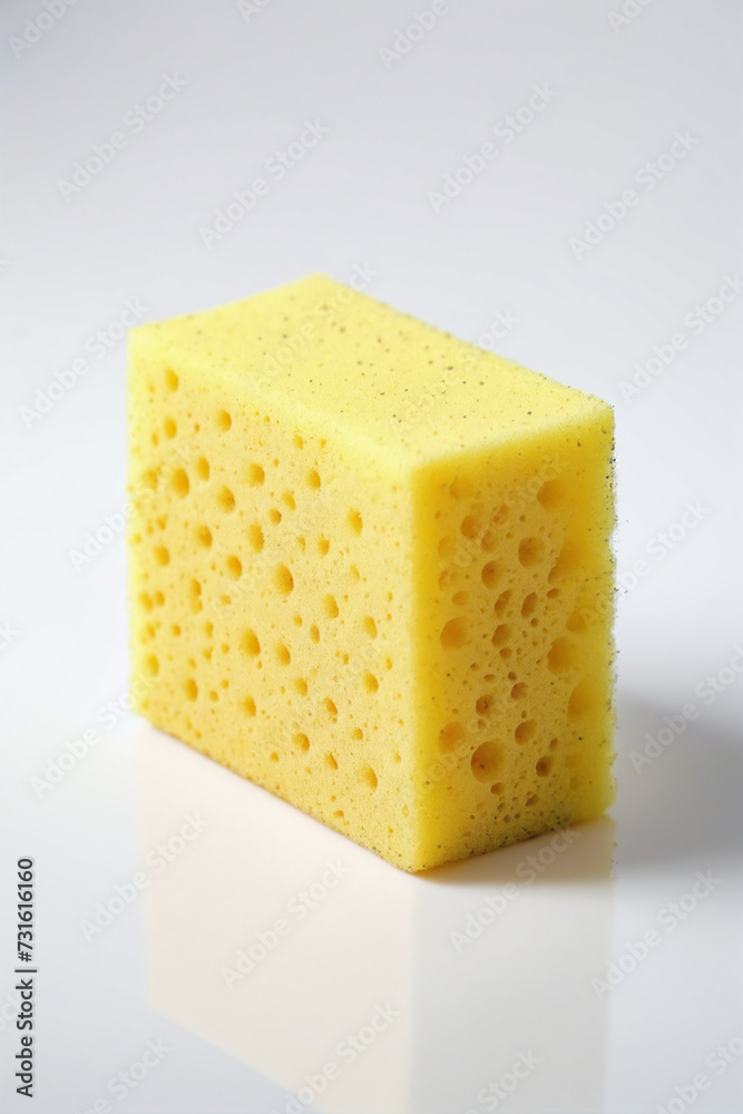 A yellow sponge isolated on white background