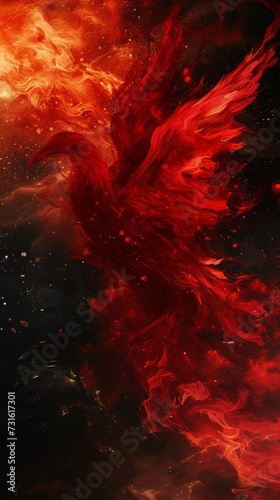 Flaming Phoenix Flow - Fiery Abstract Phenomenon