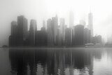 A city skyline captured in varying shades of gray, emphasizing the urban architecture and creating a mood of metropolitan sophistication. Concept of monochromatic cityscapes. Generative Ai.