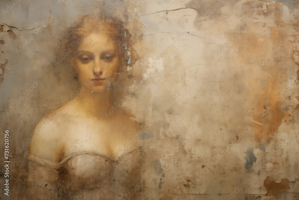Old wall with retro fresco painting Old wall with retro fresco painting