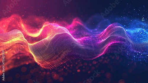 Abstract background with flowing neon particles, Calm and relaxing gradient