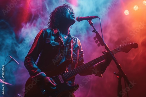 Guitarist performing at a rock concert