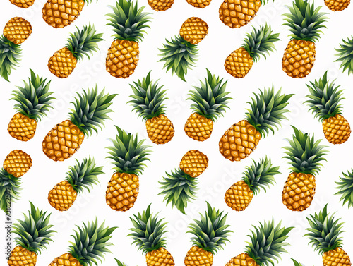 Seamless repeating background illustration of pineapple. Background for fabric, wallpaper and pattern design.
