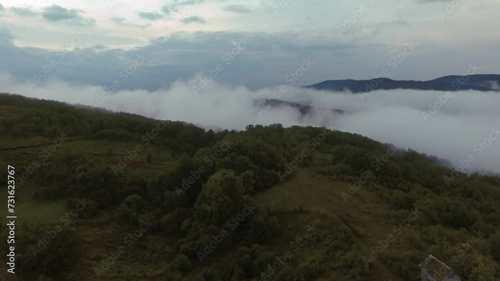 Aerial video of fog in the mountains. Aerial video of fog in the mountains.