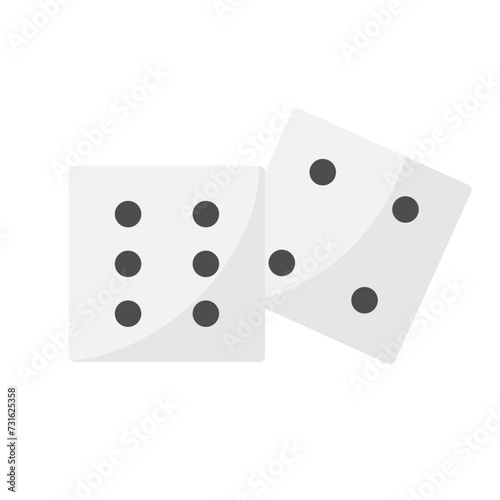 Dices icon. Vector gambling games design, casino, craps and poker, tabletop or board games. White cubes with random numbers of black dots. Craps for poker gambling and lucky chance and backgammon game