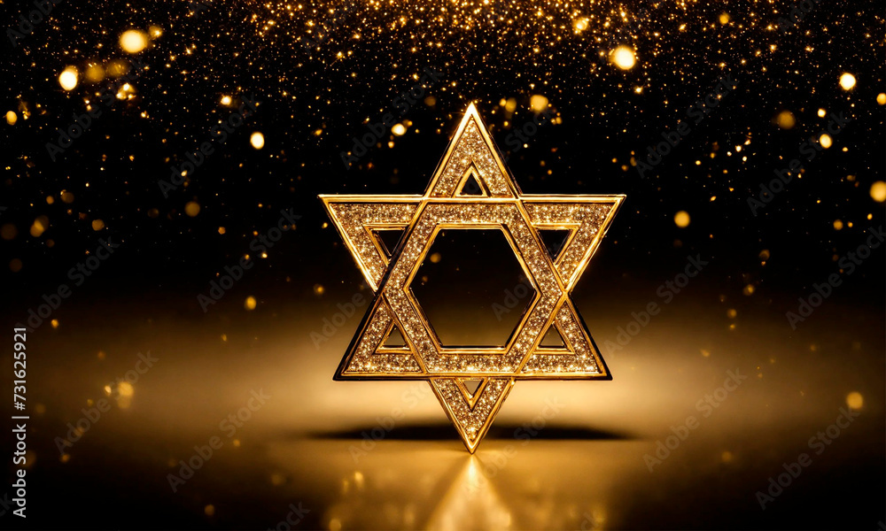 golden star of David on a golden background. Selective focus. golden star of David on a golden background. Selective focus.