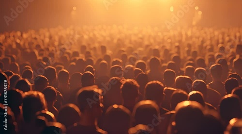 Concert crowd, slowly dancing while they enjoy the concert at night photo