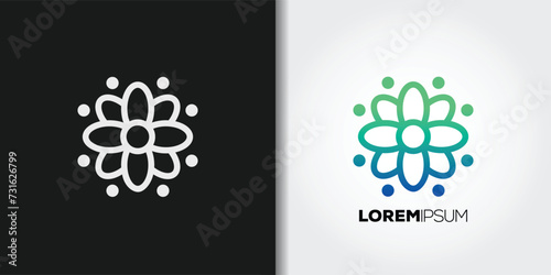 symmetric flower logo set
