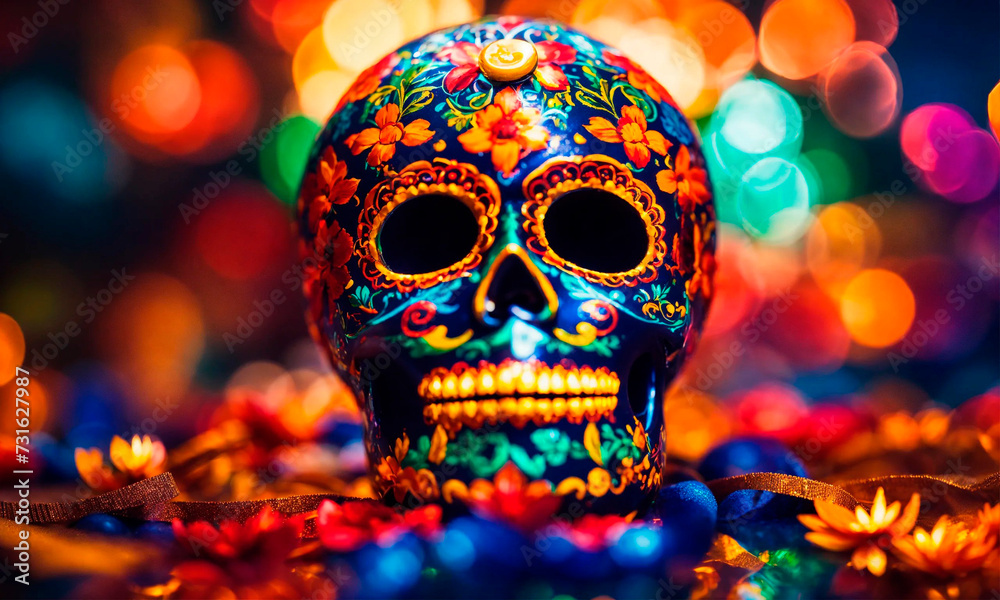 skull for the Day of the Dead holiday. Selective focus. skull for the Day of the Dead holiday. Selective focus.