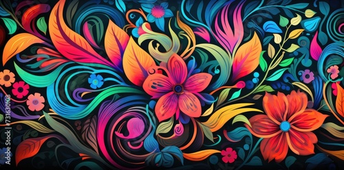 Exquisite Vibrant Botanical Flourish - Colorful Floral Artwork Generative AI