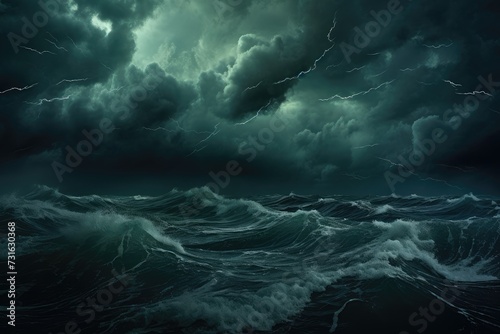 Electric Charge: The Intense Drama of a Stormy Sea and Lightning-Filled Sky - Generative AI © Gelpi