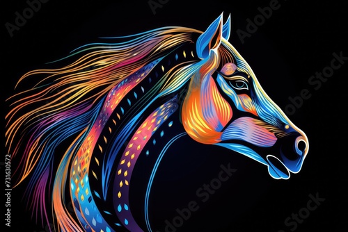 Vivid Dreamscape: A Horse's Portrait in Dazzling Abstract Colors - Generative AI © Gelpi