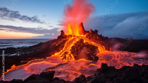 Mesmerizing vortex of molten lava and electrifying energy, swirling magma with fiery illumination © Andrei
