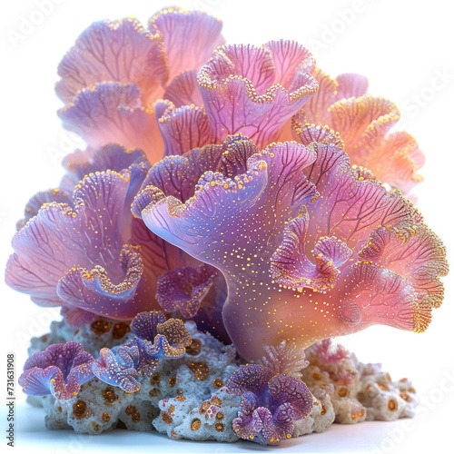 Beautiful sea corals composition, sea life objects, isolated on white background
