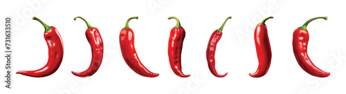 Red hot chili vector set isolated on white background photo