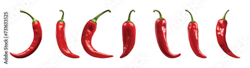 Red hot chili vector set isolated on white background