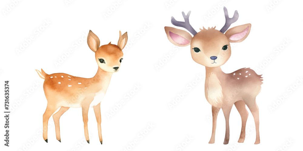 Fototapeta premium cute deer watercolor vector illustration