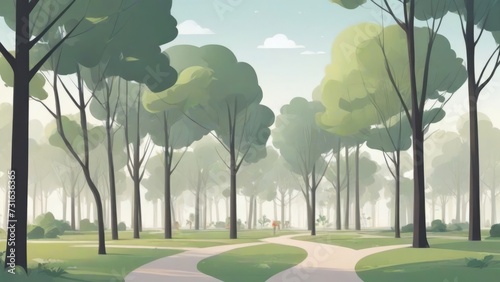Park in vector style: cute illustration without outlines