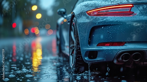 Sports car in the rain - Generative AI