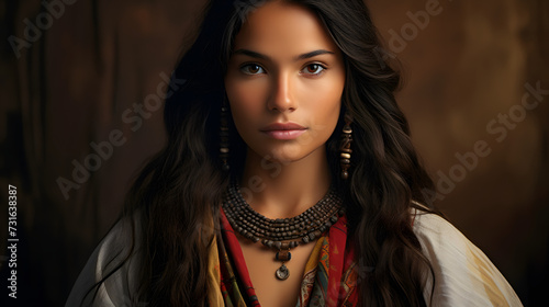 Beautiful indian woman in saree and jewelry © toomi123