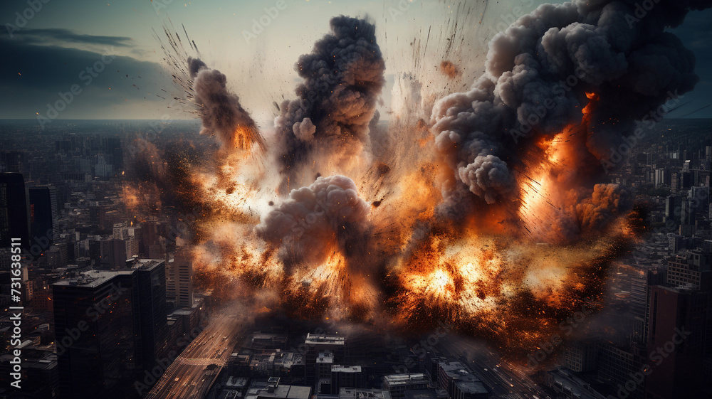 explosion blast in a city explosion blast in a city