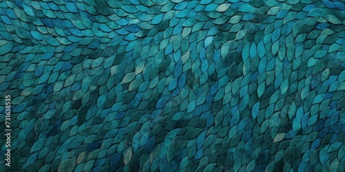 Turquoise paterned carpet texture from above