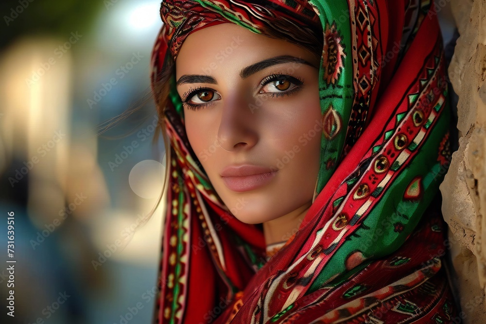 Palestinian woman wearing traditional attire.