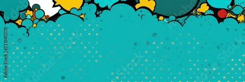 Turquoise vintage pop art style speech bubble vector pattern background